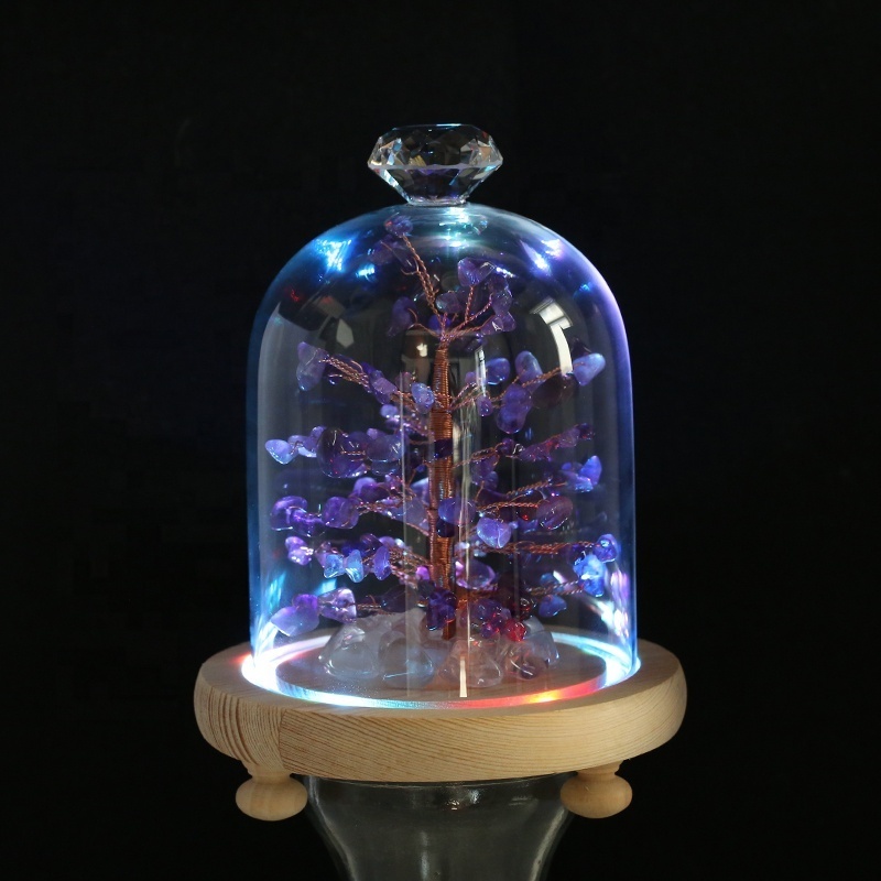 Natural Gem Crushed Stone Tree With LED Light , Chinese Money Tree In Feng Shui