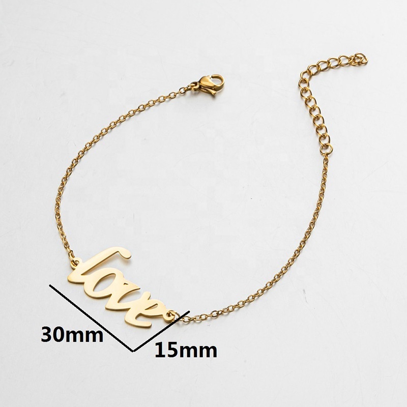 Fashion Vintage Gold Plated Stainless Steel Custom Nameplate Best Friend Bracelet Letter Bracelet Jewelry For Women