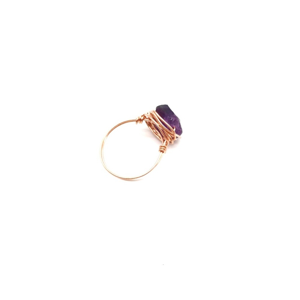 Natural Raw Rough Rose Quartz/Citrine/Amethyst/Aquamarine/Kyanite Gold Plated Brass Wire Wrap Handmade Healing Crystal Ring