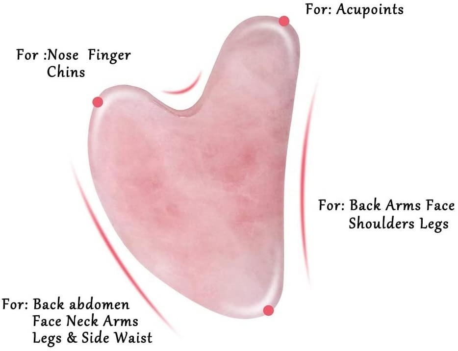 Hot Sales Heart Shaped Gua Sha Board Pink Rose Quartz Jade Stone Scraping Massage Tool Guasha Board