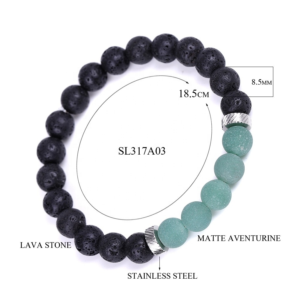 Natural Volcanic Rock Beaded Bracelet Matte Agate Beads Elastic Bracelet For Women Men Handmade Fashion Aromatherapy Jewelry