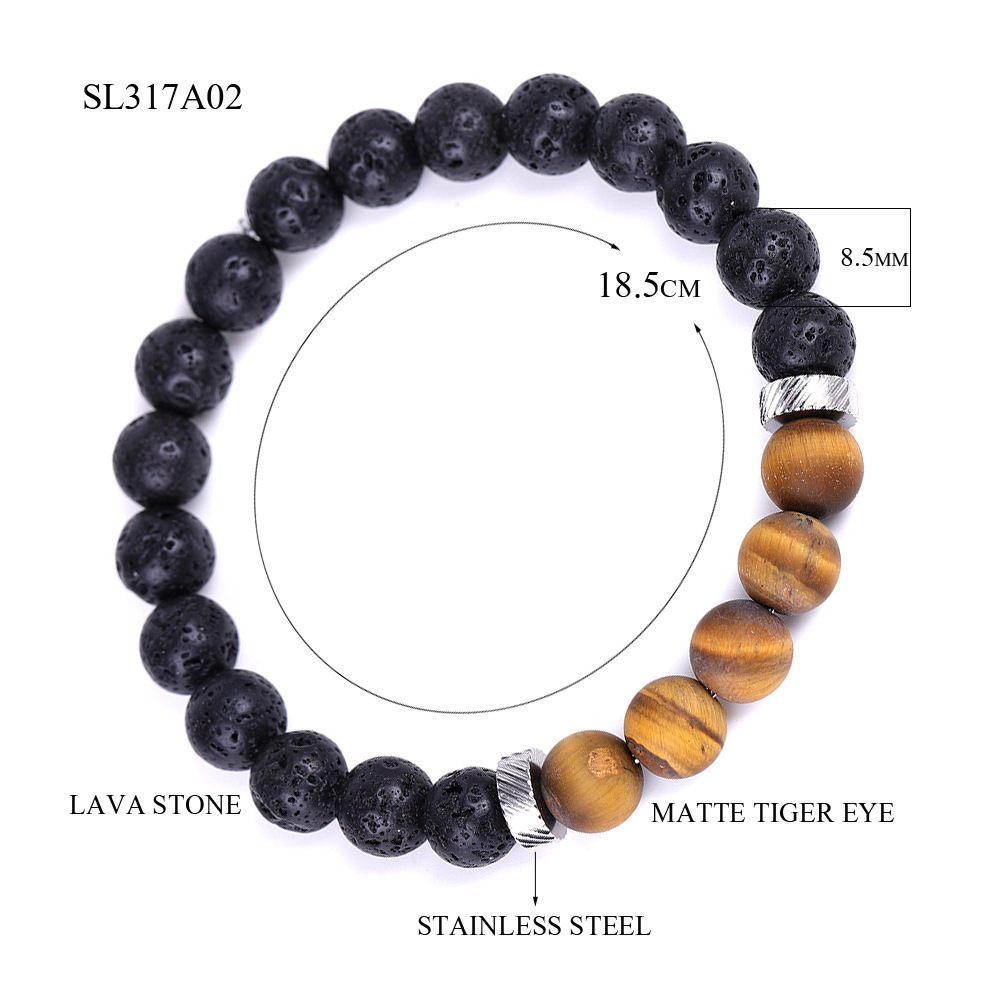 Natural Volcanic Rock Beaded Bracelet Matte Agate Beads Elastic Bracelet For Women Men Handmade Fashion Aromatherapy Jewelry