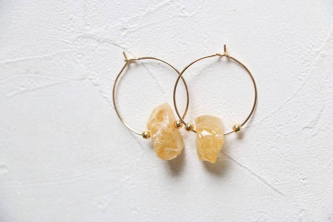 birthstone healing raw crystal earrings natural stone white crystal rose quartz citrine earrings for women