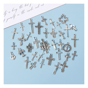 35 Designs Vintage Silver Plated Zinc Alloy  Jesus Cross Pendant Religious Faith Charms Jewelry Findings Making