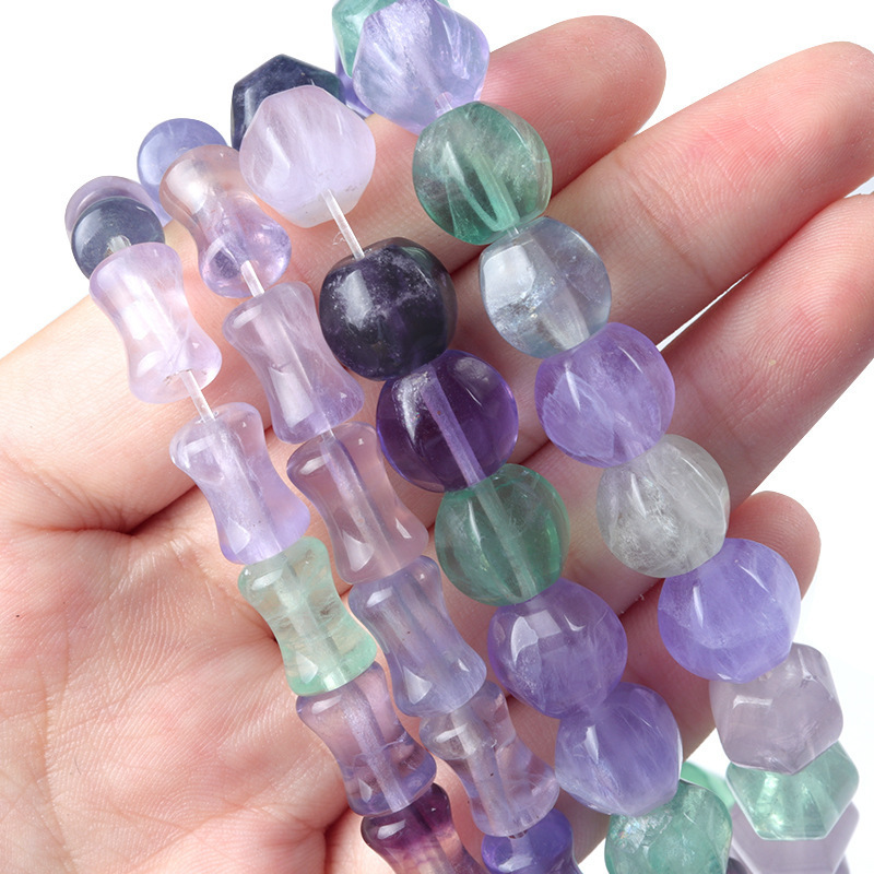 Natural Purple Fluorite Carved Bamboo Joint Tube Shape Gemstone Strand Beads For DIY Jewelry Accessory