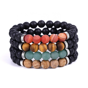 Natural Volcanic Rock Beaded Bracelet Matte Agate Beads Elastic Bracelet For Women Men Handmade Fashion Aromatherapy Jewelry