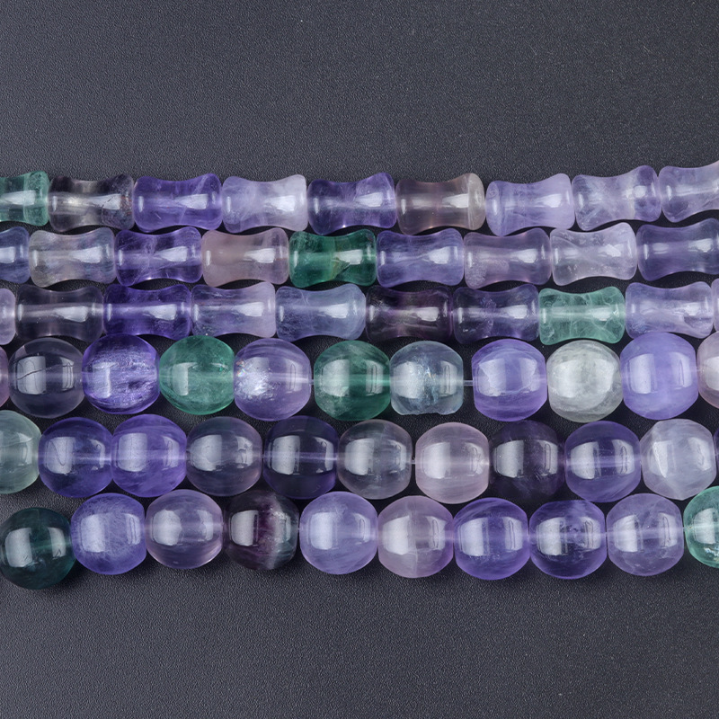 Natural Purple Fluorite Carved Bamboo Joint Tube Shape Gemstone Strand Beads For DIY Jewelry Accessory