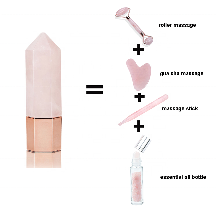 High Quality Oil Bottles Massage,Multifunction Healing Crystal Stone Energy Column,Skin Care Gua Sha Tool Facial Massage Oil Set