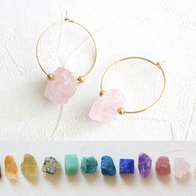 birthstone healing raw crystal earrings natural stone white crystal rose quartz citrine earrings for women