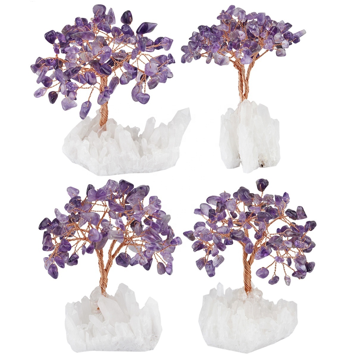 Amethyst Citrine Rainbow Tree with Quartz Cluster Gemstone Crystals Bonsai Money Tree Handmade Crystal Feng Shui Luck Tree