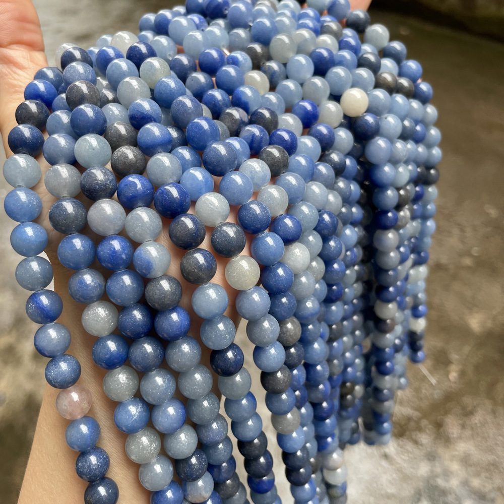 factory wholesale jewelry gemstone loose beads 8mm natural jade gem stone beads blue aventurine for jewelry making