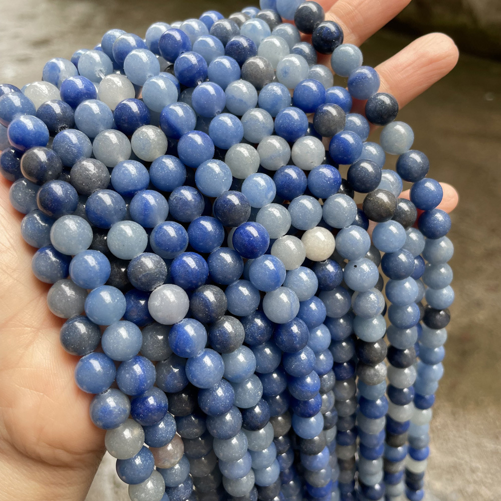 factory wholesale jewelry gemstone loose beads 8mm natural jade gem stone beads blue aventurine for jewelry making