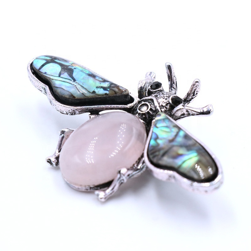 Dual-use natural multi-color amethyst abalone shell inlaid pendant necklace high quality custom lovely animals shapes brooch