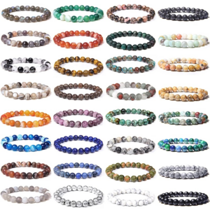 Natural Gemstone Bead Bracelet Healing Crystal Adjustable Stretch Bracelet 8mm Round Yoga Crystal Bracelet for Men Women Bangles