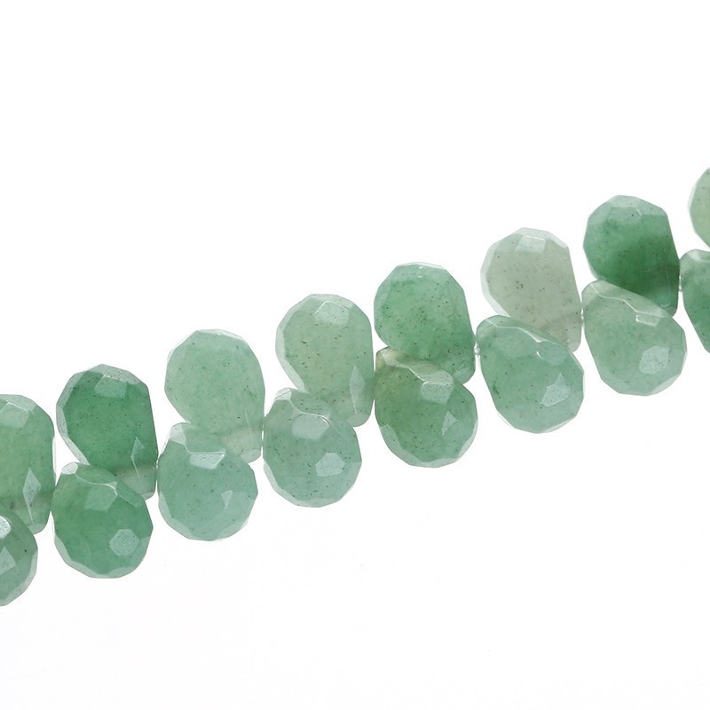 Natural Green Aventurine Stone Beads, Drop Shape Jade Beads, Faceted Gemstone Bead