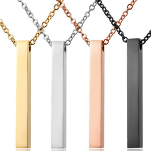 Personalized Vertical Bar Necklace Men Women Stainless Steel 18K Gold Plated Custom Jewelry Bar Pendant Necklaces for Gifts