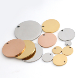 Stamping Blanks Silver Round Metal Charms Stainless Steel Tags with Hole Punched Circle Disc Pendants for Necklace Bracelet DIY