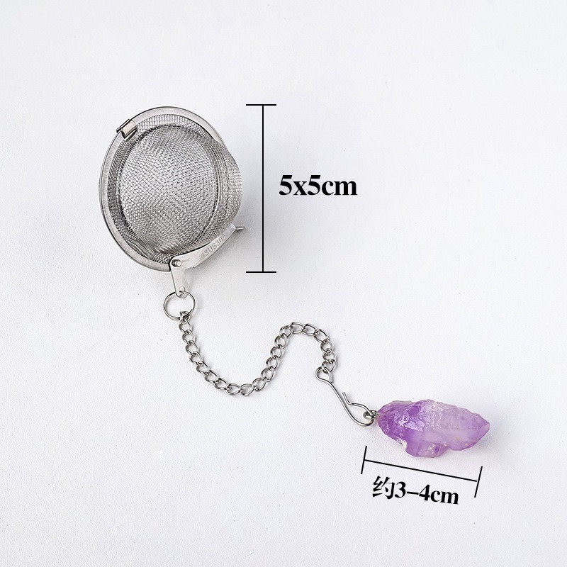 Wholesale Gemstone Rough Raw Crystal Pendant Tea Filter Food Grade 304 Stainless Steel Tea Infuser Strainer Ball