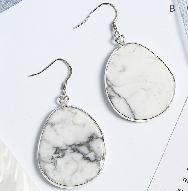 High Quality Crystal Earring White Howlite Stone Pendant Charm Drop Earring Natural Stones Earrings for Woman Girls