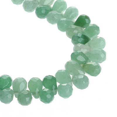 Natural Green Aventurine Stone Beads, Drop Shape Jade Beads, Faceted Gemstone Bead