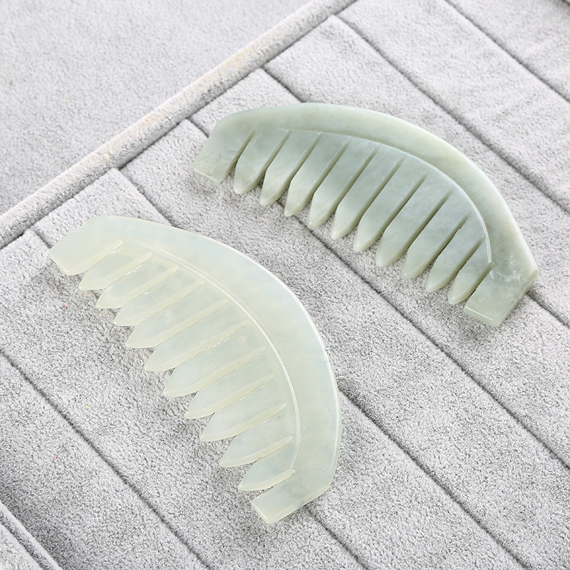 Trend Head Gua Sha Massage Tool, Gua Sha Comb Xiuyan Jade, Natural Gemstone Head Massager for Scalp Stress Relax and Hair Growth