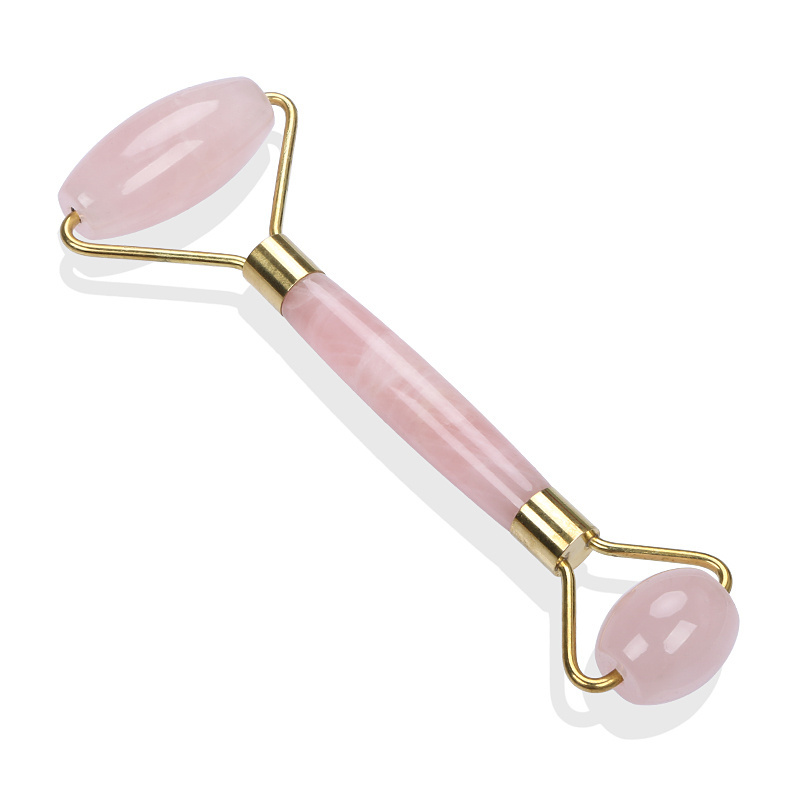 Rose Quartz Roller and Gua Sha for Face,Natural Jade Facial Roller Massager