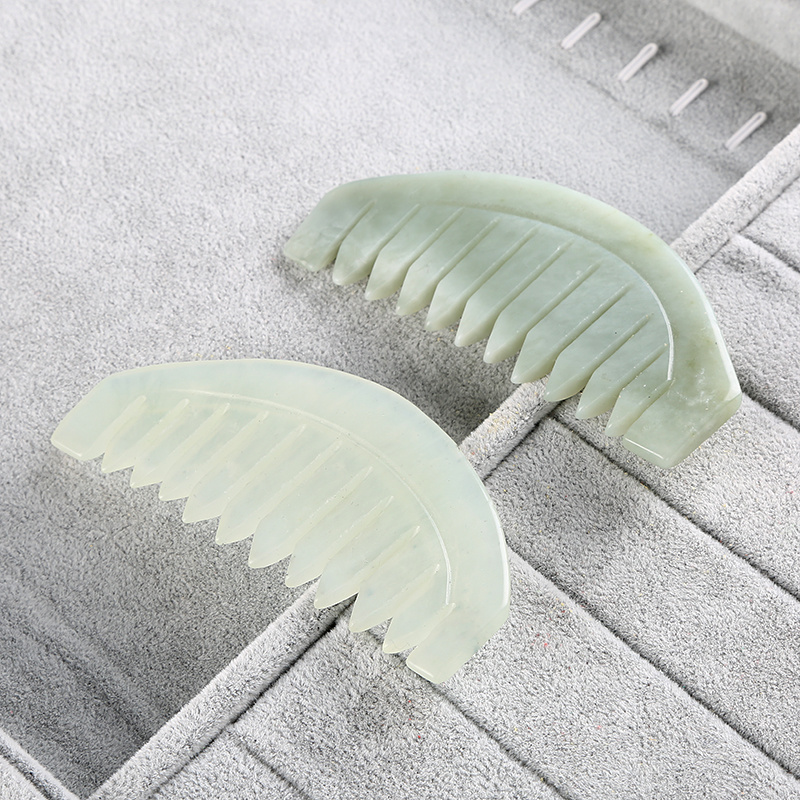 Trend Head Gua Sha Massage Tool, Gua Sha Comb Xiuyan Jade, Natural Gemstone Head Massager for Scalp Stress Relax and Hair Growth