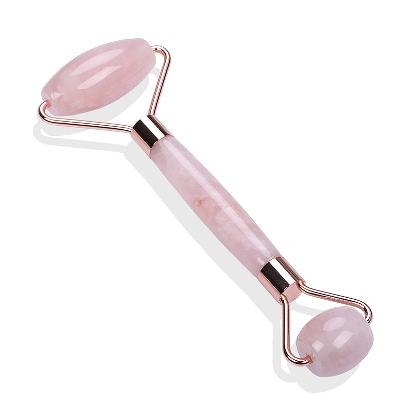 Rose Quartz Roller and Gua Sha for Face,Natural Jade Facial Roller Massager