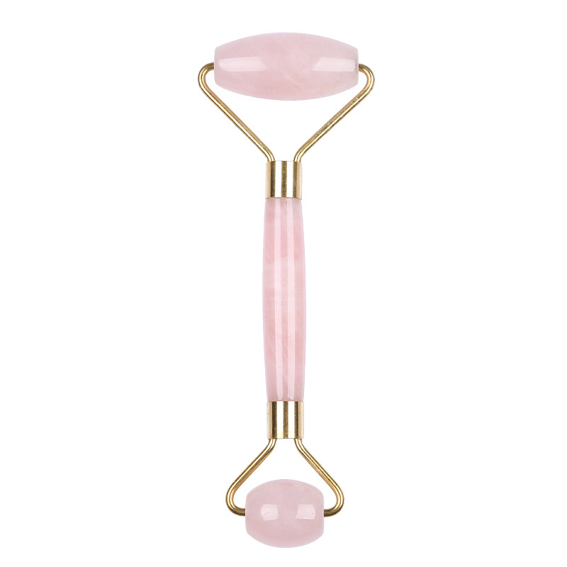 Rose Quartz Roller and Gua Sha for Face,Natural Jade Facial Roller Massager