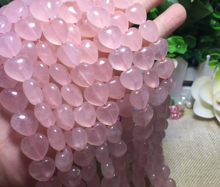 10mm 14mm Natural Heart Carved Love Rose Quartz Pink Crystal Quartz Gemstone Loose Beads for Bracelet DIY Jewelry Making