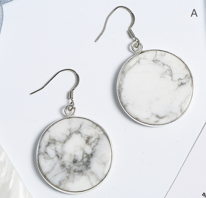 High Quality Crystal Earring White Howlite Stone Pendant Charm Drop Earring Natural Stones Earrings for Woman Girls