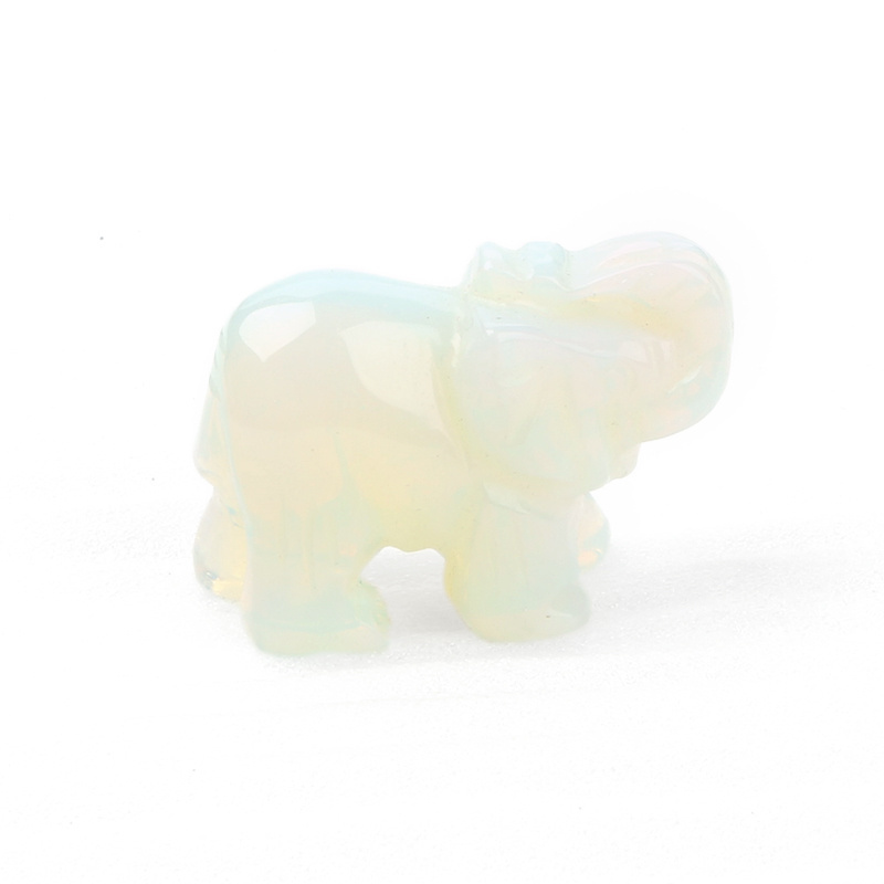 Healing Crystal Stones Rose Quartz & Opal Elephant Figurines Reiki Gemstone Crafts Statues Elephant Decor for Home