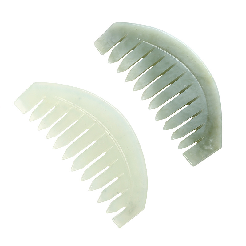 Trend Head Gua Sha Massage Tool, Gua Sha Comb Xiuyan Jade, Natural Gemstone Head Massager for Scalp Stress Relax and Hair Growth