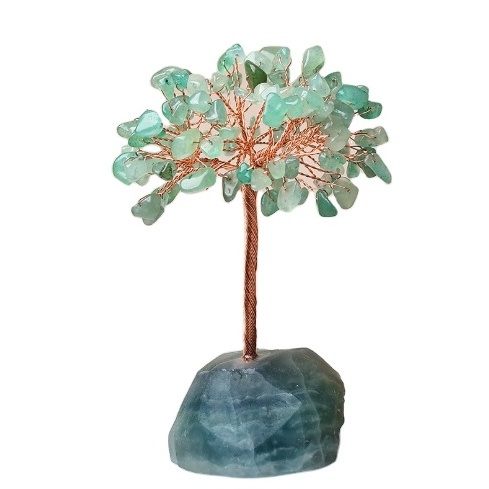 Natural Green Aventurine Crystal Money Tree Feng Shui Wealth Ornament Gemstone Tree of Life Wire Wrapped Tumbled Stones Gifts