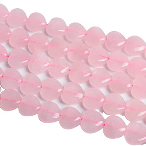 10mm 14mm Natural Heart Carved Love Rose Quartz Pink Crystal Quartz Gemstone Loose Beads for Bracelet DIY Jewelry Making