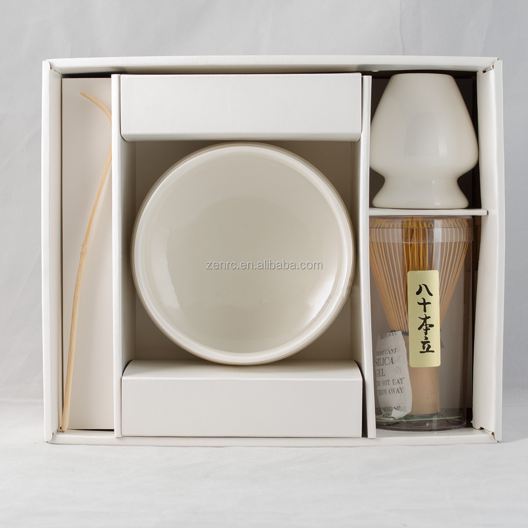 Customizable Matcha Tea Accessories Traditional Ceramic Chawan Bowl Bamboo Matcha Whisk Set