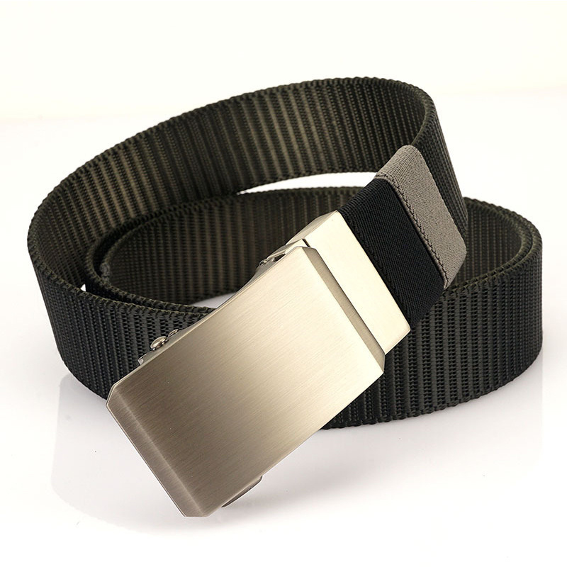 3.4cm Wide Men's Nylon Belt with Silver Color Automatic Buckle Double Sided Color New Design Casual Webbing Belt for Men