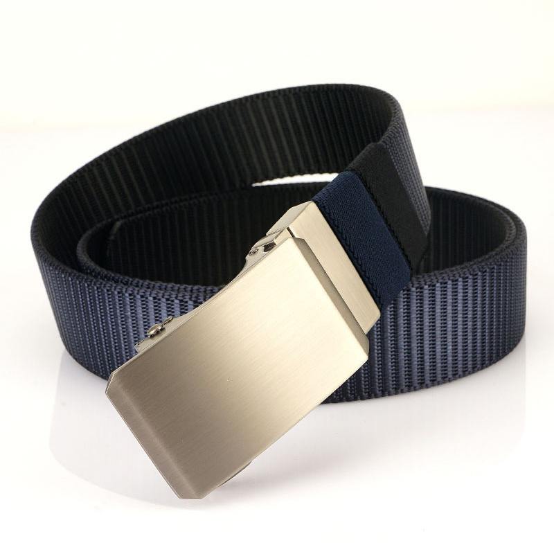 3.4cm Wide Men's Nylon Belt with Silver Color Automatic Buckle Double Sided Color New Design Casual Webbing Belt for Men