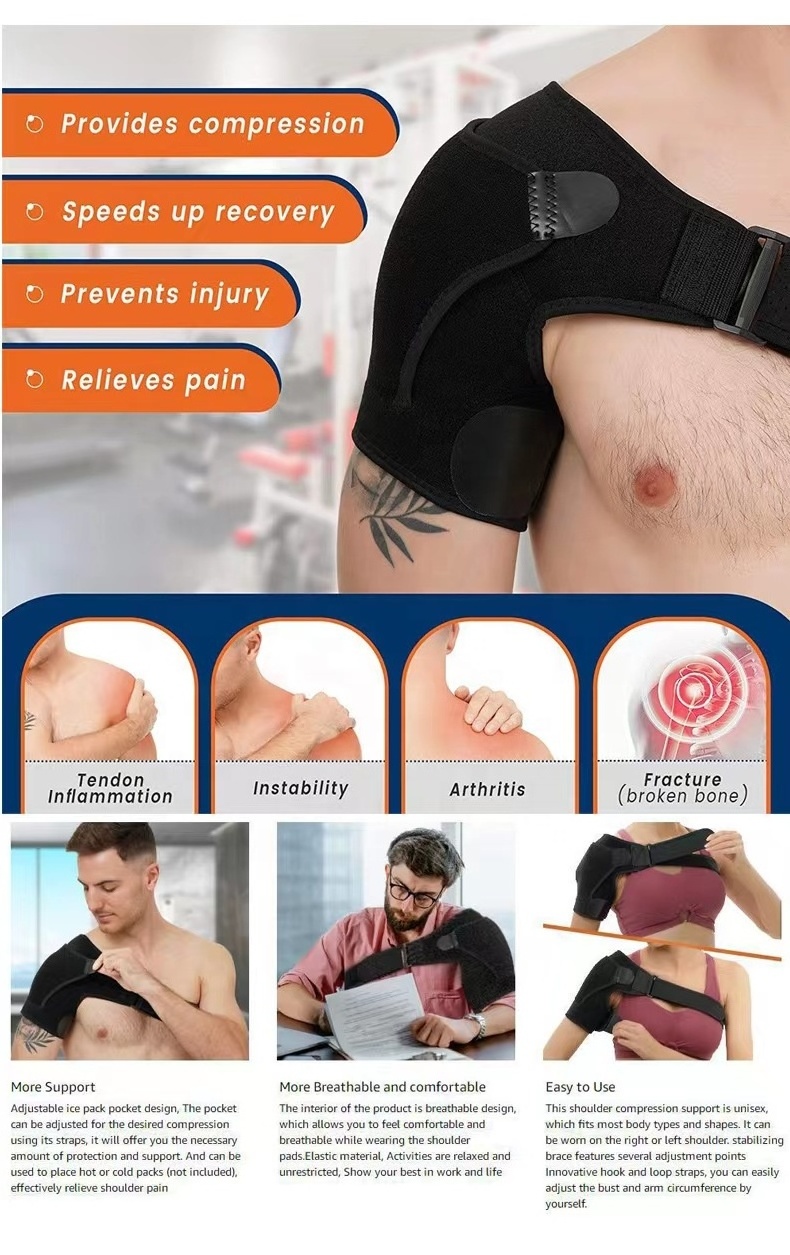 High quality breathable adjustable neoprene back support belt shoulder brace