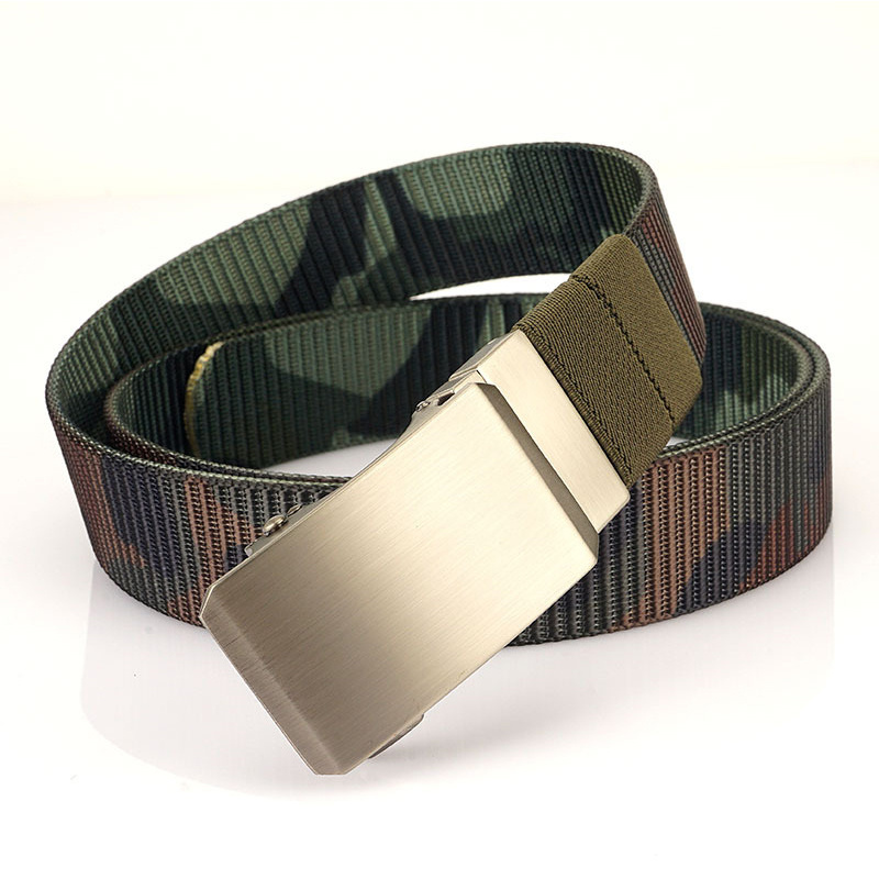 3.4cm Wide Men's Nylon Belt with Silver Color Automatic Buckle Double Sided Color New Design Casual Webbing Belt for Men