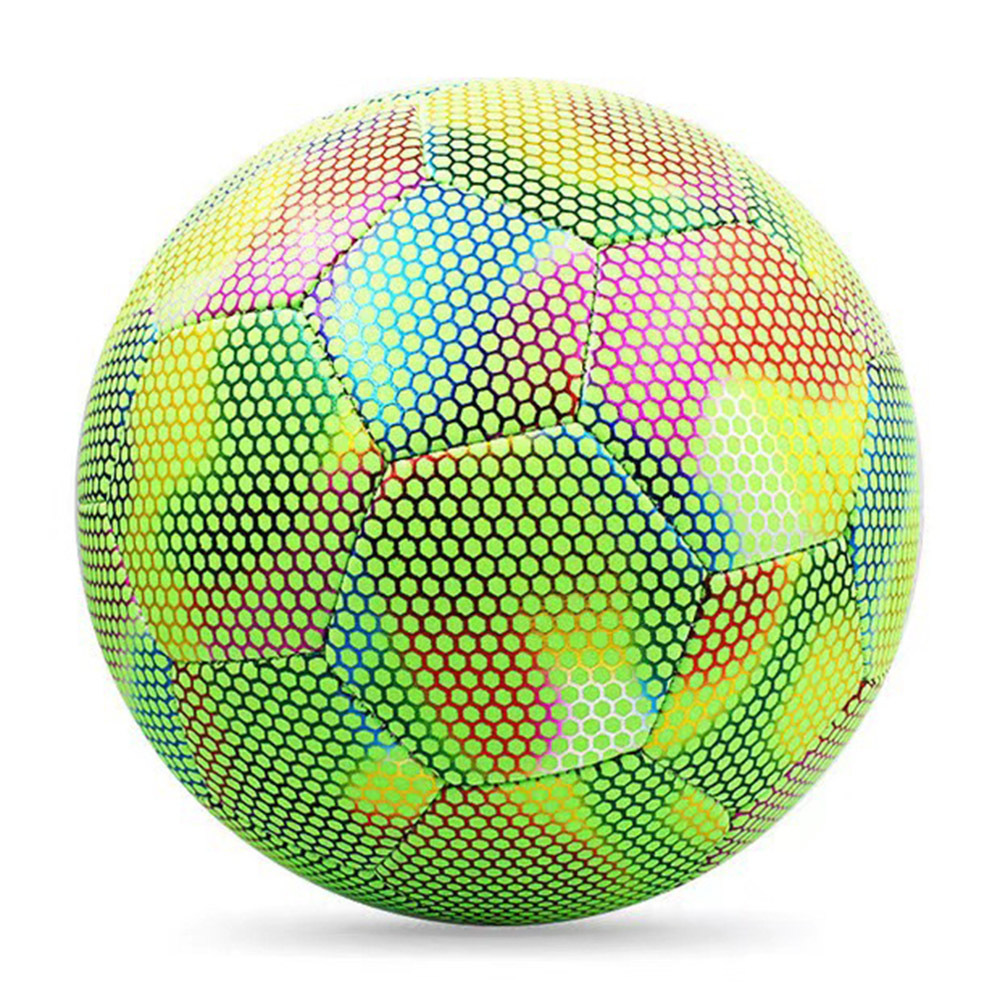 Custom Logo Glowing In The Dark Reflective Football Official Light Up Holographic PU Leather Soccer Ball