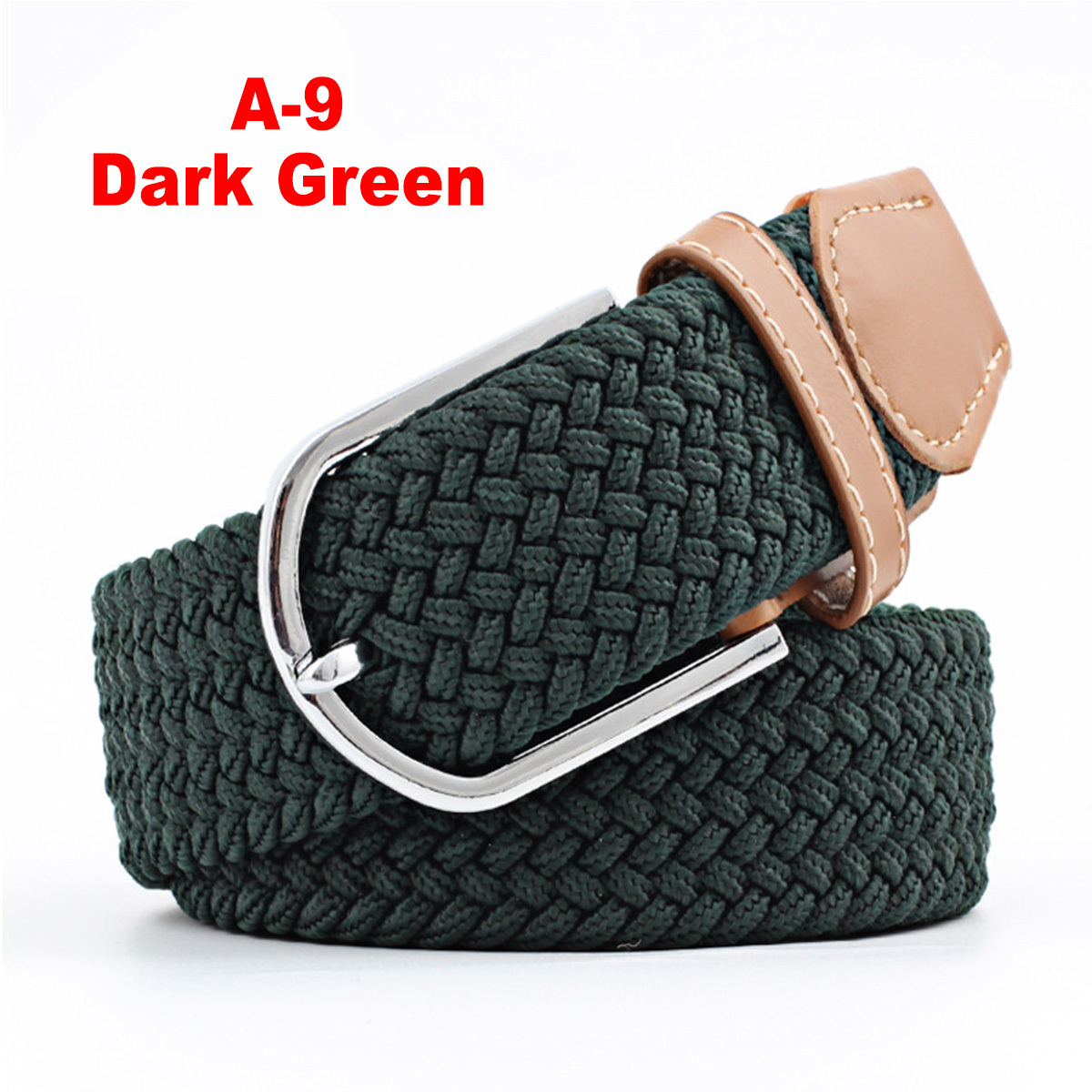 Wholesale 3.3cm Wide Women Casual Woven Stretch Knitted Belt Elastic Braided Belt Jeans Belts for Men 107cm Long