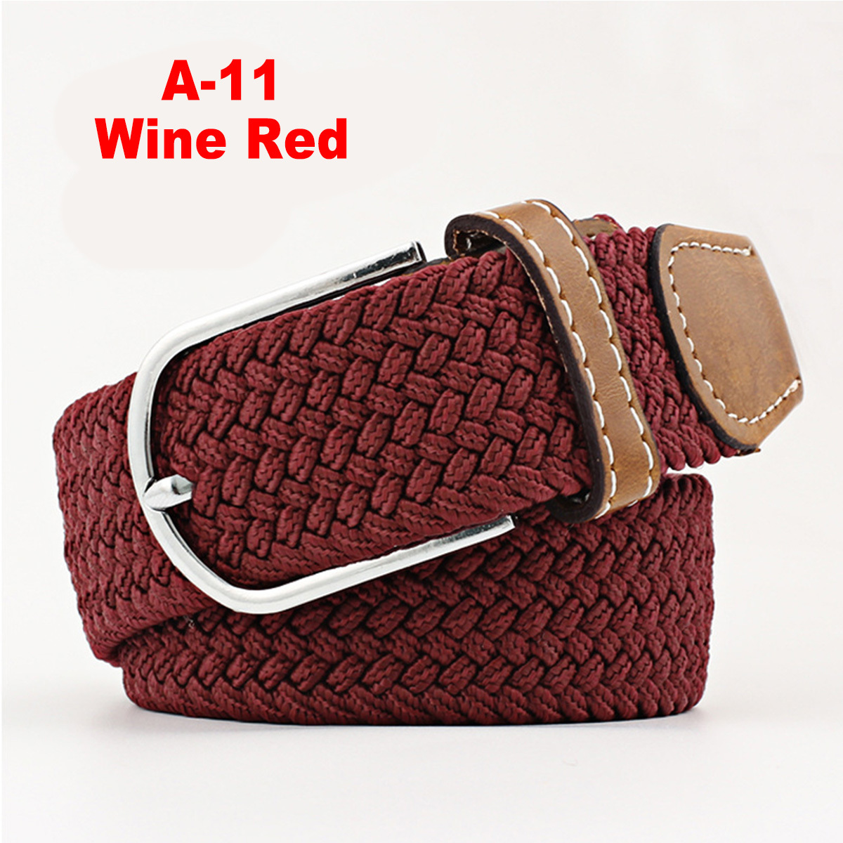 Wholesale 3.3cm Wide Women Casual Woven Stretch Knitted Belt Elastic Braided Belt Jeans Belts for Men 107cm Long