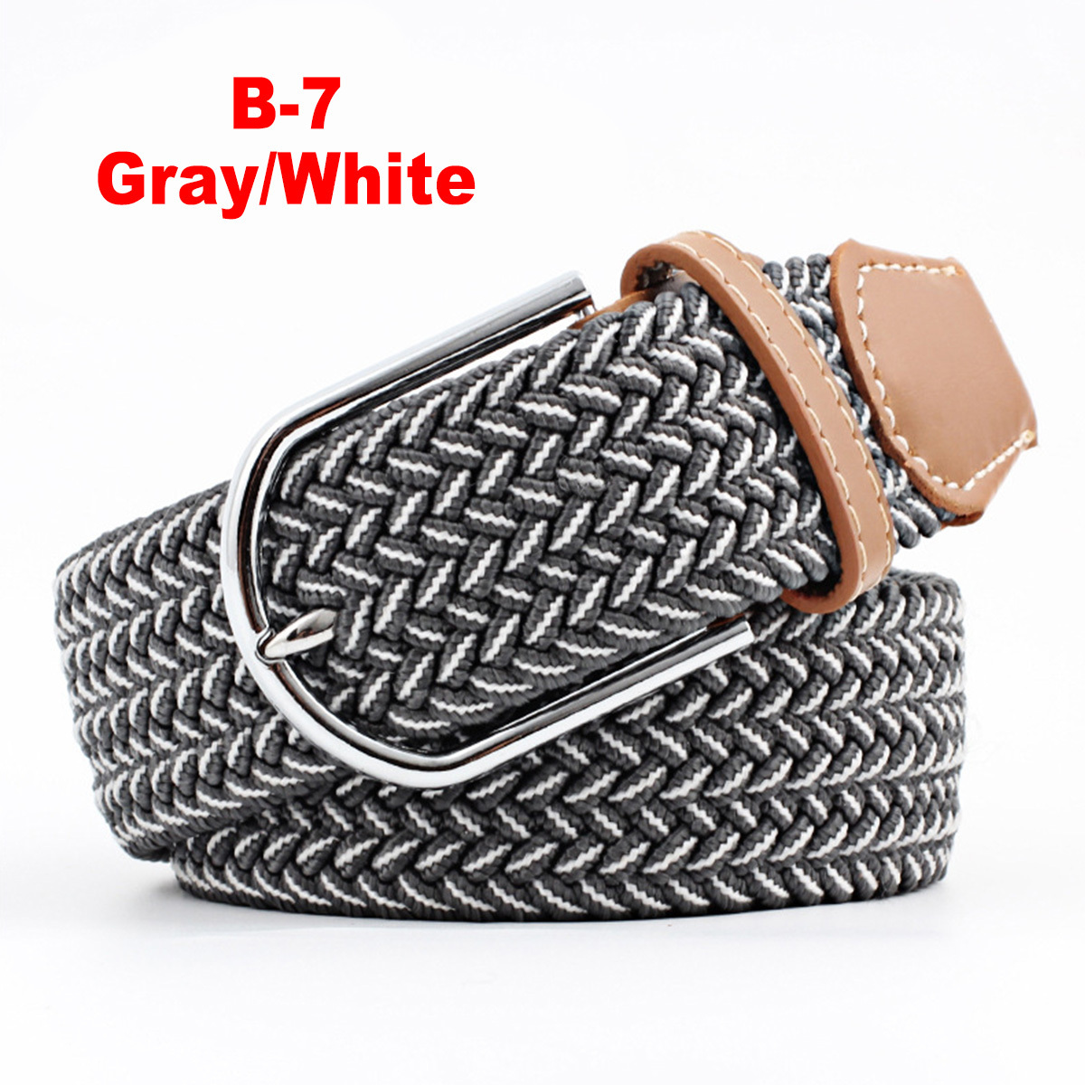 Wholesale 3.3cm Wide Women Casual Woven Stretch Knitted Belt Elastic Braided Belt Jeans Belts for Men 107cm Long