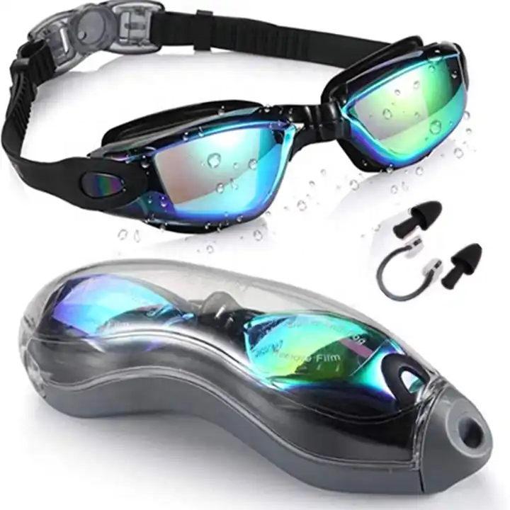 Wholesale competition swimming mirror pool goggles swim with nose cover ear plug