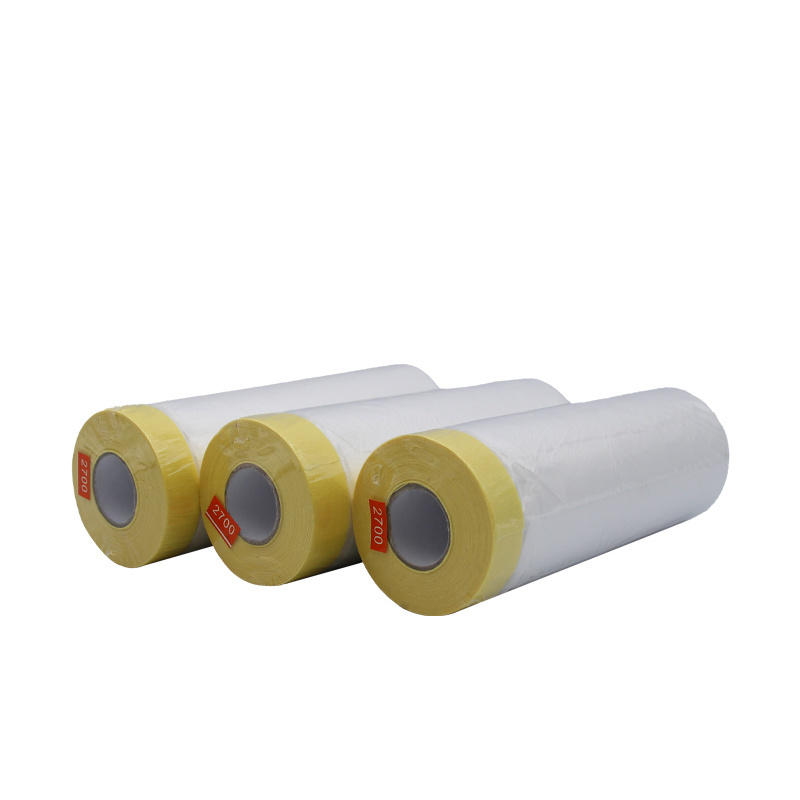 Automotive Paint Pre Adhesive Tape Masking Film Plastic Sheet High-Temperature Resistant Paint Covering Tape Textured Paper Tape