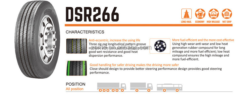 295 60 22.5  tire dsr266 drive block design Doublestar Toway light truck tire