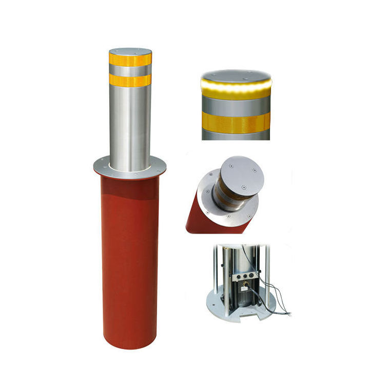 304 Stainless Steel Automatic Hydraulic Electric Retractable Rising Bollards  Safety Barricade Column Barrier Electric Bollards