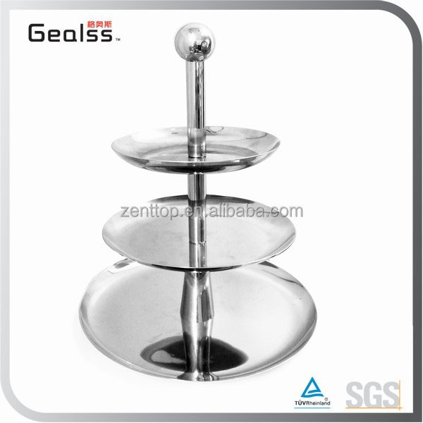 Round Stainless Steel 3 Layers fruit candy plate tray