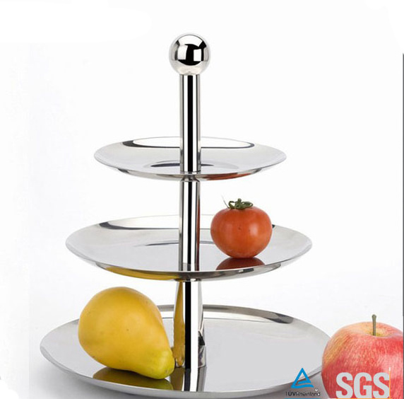 Round Stainless Steel 3 Layers fruit candy plate tray